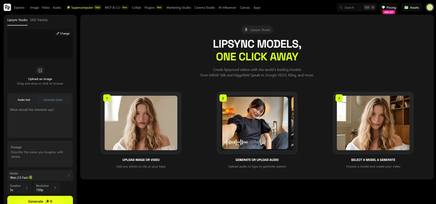 Higgsfield Lipsync Studio: AI avatar koji govori uneti tekst sa sinhronizacijom usana